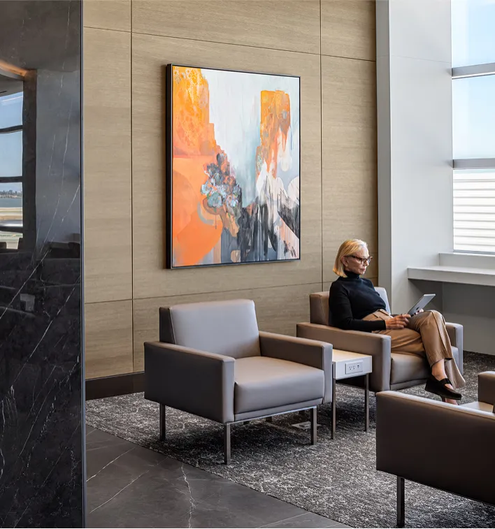 Person working in lounge